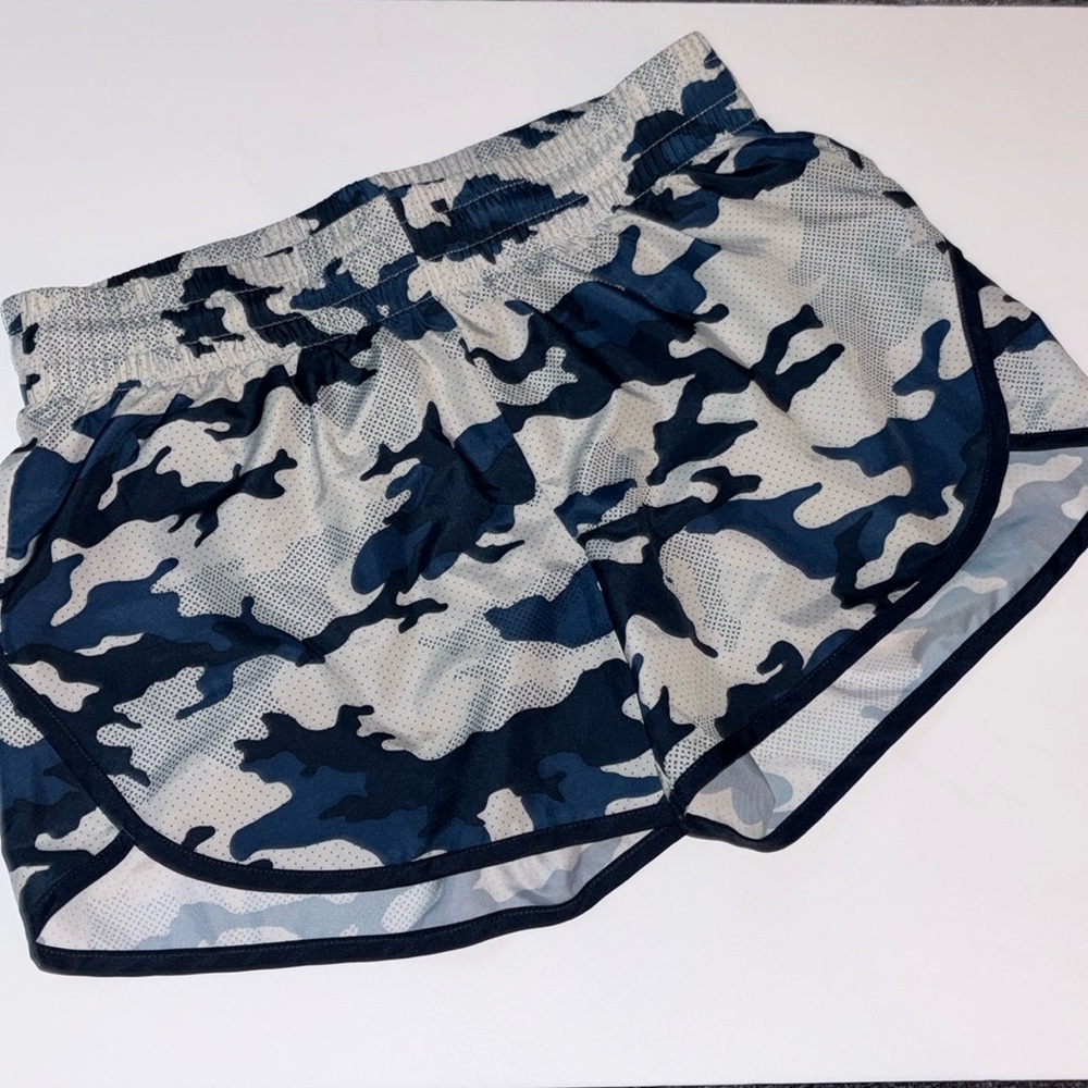 Athletic Works Navy Blue & Grey Camo Shorts - Small (4-6)
